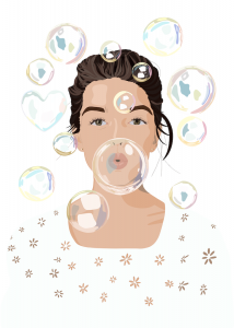 Girl in bubbles Art