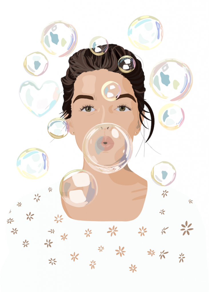 Girl in bubbles Art